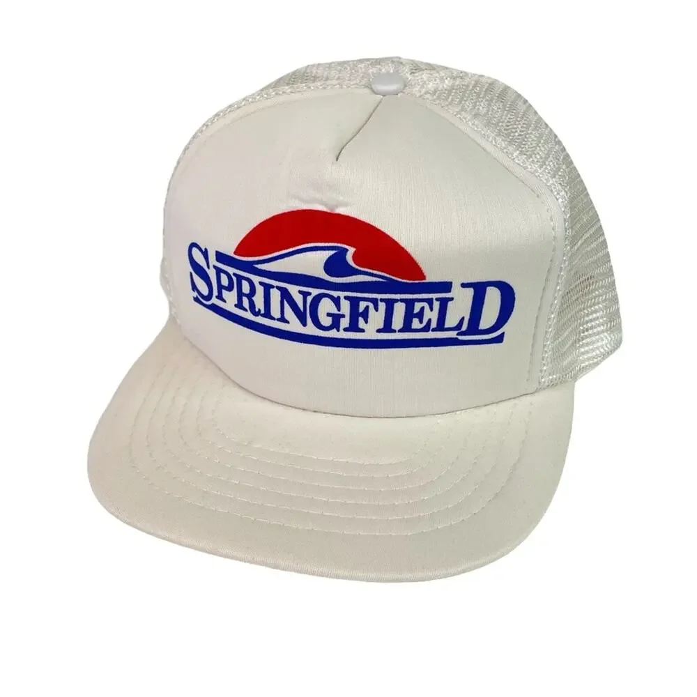 Springfield Vintage Trucker Hat Cap White 80s Retro Mesh Snap Back